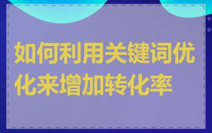 如何利用关键词优化来增加转化率