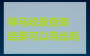 神马收录查询结果可以导出吗