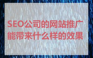 SEO公司的网站推广能带来什么样的效果