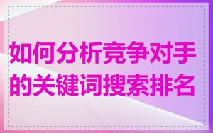 如何分析竞争对手的关键词搜索排名