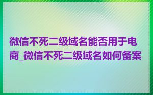 微信不死二级域名能否用于电商_微信不死二级域名如何备案