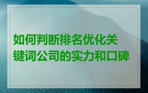 如何判断排名优化关键词公司的实力和口碑