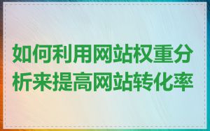 如何利用网站权重分析来提高网站转化率