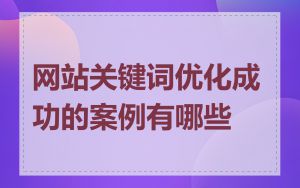 网站关键词优化成功的案例有哪些