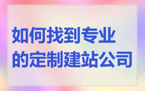 如何找到专业的定制建站公司