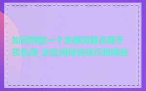 如何辨别一个关键词是否属于灰色词_灰色词排名技巧有哪些