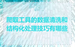 爬取工具的数据清洗和结构化处理技巧有哪些