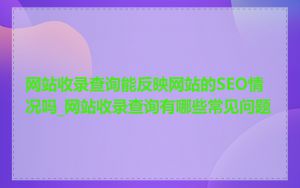 网站收录查询能反映网站的SEO情况吗_网站收录查询有哪些常见问题