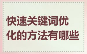 快速关键词优化的方法有哪些