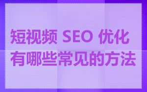 短视频 SEO 优化有哪些常见的方法