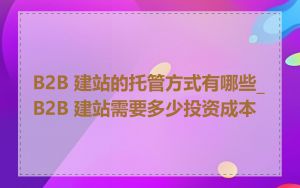 B2B 建站的托管方式有哪些_B2B 建站需要多少投资成本
