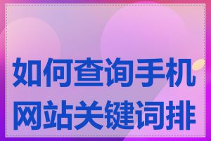 如何查询手机网站关键词排名