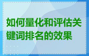如何量化和评估关键词排名的效果
