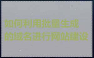 如何利用批量生成的域名进行网站建设