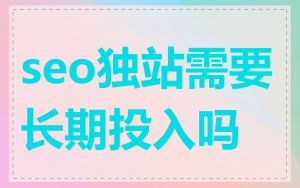 seo独站需要长期投入吗