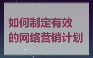 如何制定有效的网络营销计划