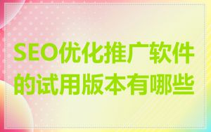 SEO优化推广软件的试用版本有哪些