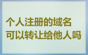 个人注册的域名可以转让给他人吗