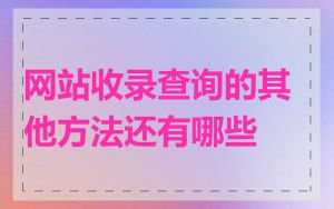 网站收录查询的其他方法还有哪些