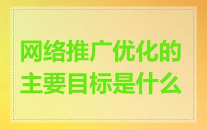 网络推广优化的主要目标是什么