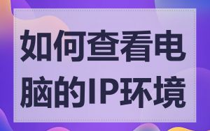 如何查看电脑的IP环境