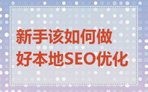 新手该如何做好本地SEO优化