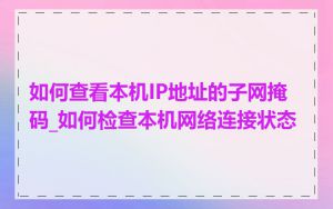 如何查看本机IP地址的子网掩码_如何检查本机网络连接状态