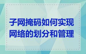 子网掩码如何实现网络的划分和管理