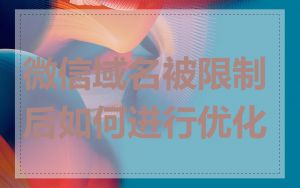微信域名被限制后如何进行优化