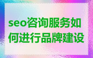seo咨询服务如何进行品牌建设