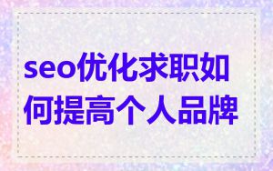 seo优化求职如何提高个人品牌