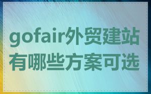 gofair外贸建站有哪些方案可选