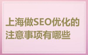 上海做SEO优化的注意事项有哪些