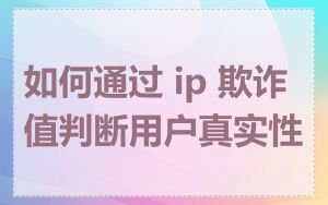 如何通过 ip 欺诈值判断用户真实性