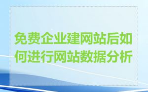 免费企业建网站后如何进行网站数据分析