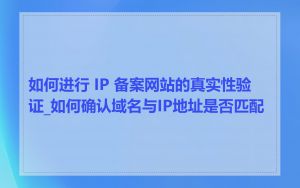 如何进行 IP 备案网站的真实性验证_如何确认域名与IP地址是否匹配