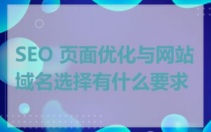 SEO 页面优化与网站域名选择有什么要求