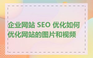 企业网站 SEO 优化如何优化网站的图片和视频
