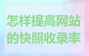 怎样提高网站的快照收录率