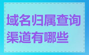 域名归属查询渠道有哪些