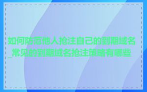 如何防范他人抢注自己的到期域名_常见的到期域名抢注策略有哪些
