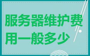 服务器维护费用一般多少