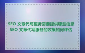 SEO 文章代写服务需要提供哪些信息_SEO 文章代写服务的效果如何评估