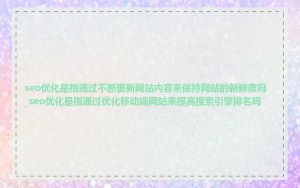 seo优化是指通过不断更新网站内容来保持网站的新鲜度吗_seo优化是指通过优化移动端网站来提高搜索引擎排名吗