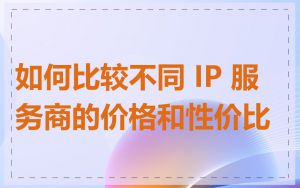 如何比较不同 IP 服务商的价格和性价比