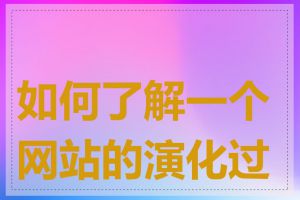 如何了解一个网站的演化过程