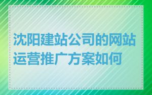 沈阳建站公司的网站运营推广方案如何