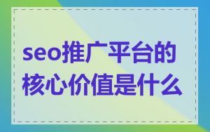 seo推广平台的核心价值是什么