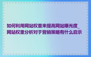 如何利用网站权重来提高网站曝光度_网站权重分析对于营销策略有什么启示