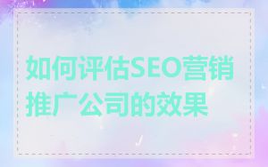 如何评估SEO营销推广公司的效果